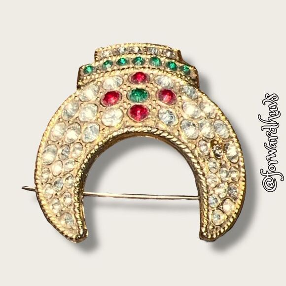 Vintage Shriners Fez Pin with Clear Rhinestone Accents - Picture 10 of 12